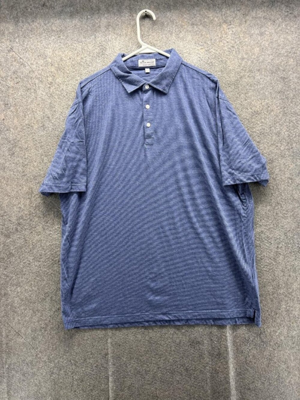 Peter Millar Polo Shirt Men XL Blue Striped Cotton Silk Jersey Knit Golf Casual